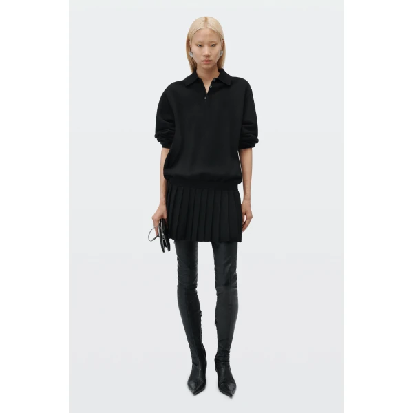 Alexander Wang Polo Dress with Heat Pressed Skirt in Black | Dresses | Coveti