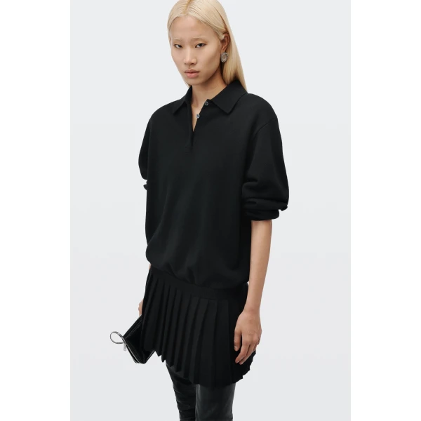 Alexander Wang Polo Dress with Heat Pressed Skirt in Black | Dresses | Coveti