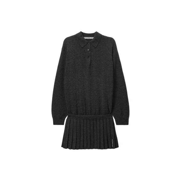 Alexander Wang Polo Dress with Heat Pressed Skirt in Graphite | Coveti