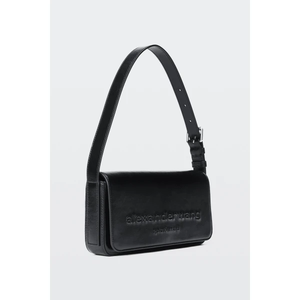 Alexander Wang Punch Flap Shoulder Bag in Black | Shoulder & Crossbody Bags | Coveti