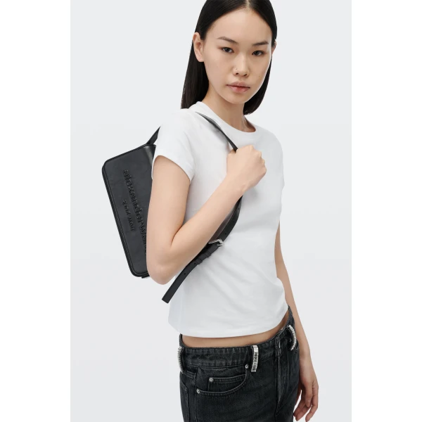 Alexander Wang Punch Flap Shoulder Bag in Black | Shoulder & Crossbody Bags | Coveti