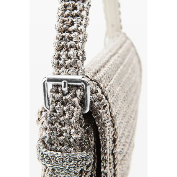 Alexander Wang Ricco Cozy Slim Flap Bag in Metallic Gunmetal | Shoulder & Crossbody Bags | Coveti