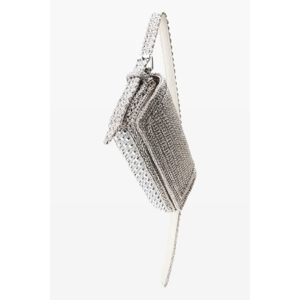 Alexander Wang Ricco Cozy Slim Flap Bag in Metallic Gunmetal | Shoulder & Crossbody Bags | Coveti