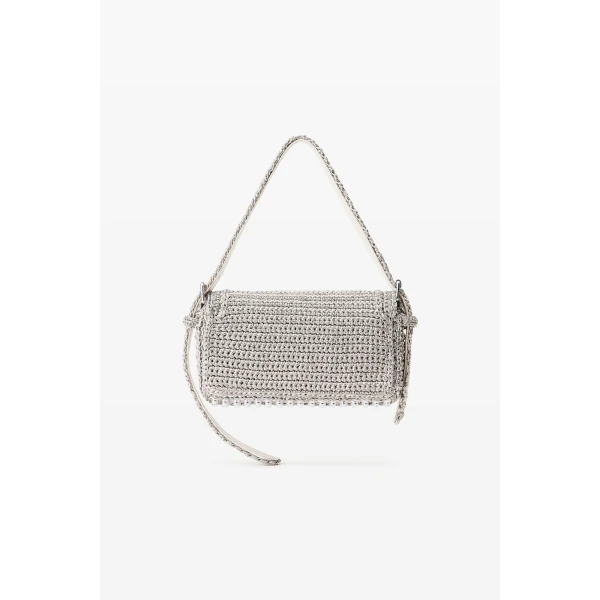 Alexander Wang Ricco Cozy Slim Flap Bag in Metallic Gunmetal | Shoulder & Crossbody Bags | Coveti