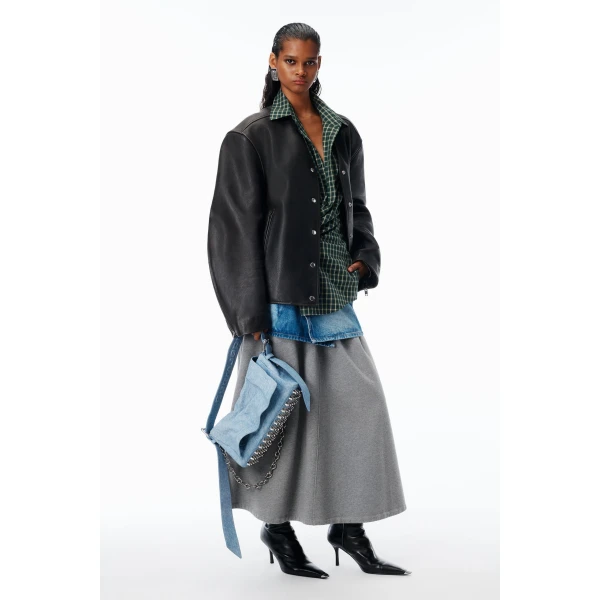 Alexander Wang Ricco Denim Medium Flap Bag in Blue | Shoulder & Crossbody Bags | Coveti