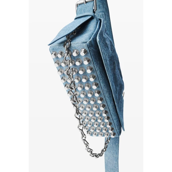 Alexander Wang Ricco Denim Medium Flap Bag in Blue | Shoulder & Crossbody Bags | Coveti