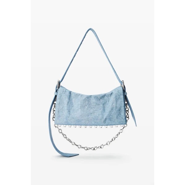 Alexander Wang Ricco Denim Medium Flap Bag in Blue | Shoulder & Crossbody Bags | Coveti