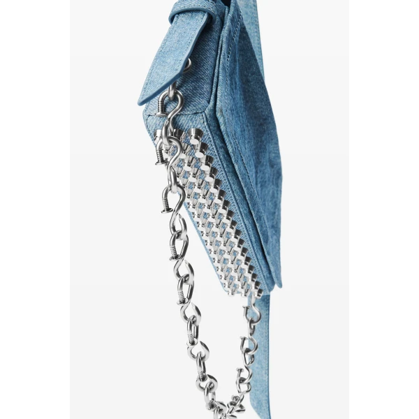 Alexander Wang Ricco Denim Slim Flap Bag in Blue | Shoulder & Crossbody Bags | Coveti