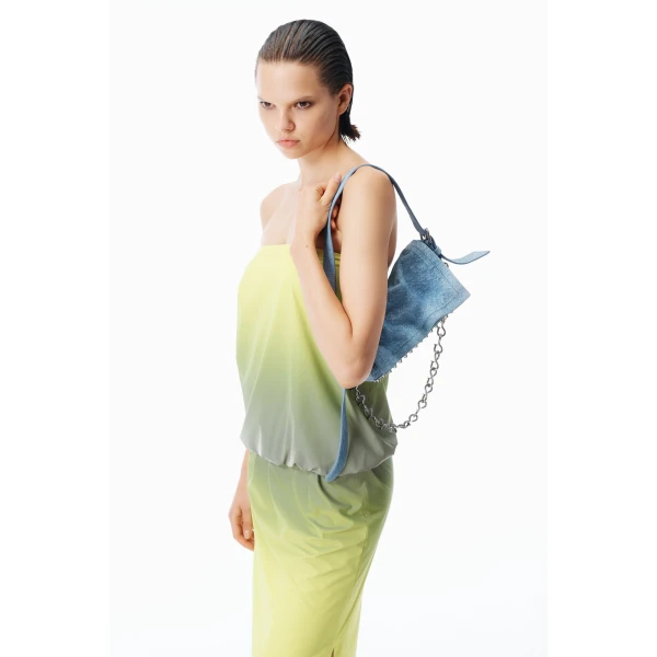 Alexander Wang Ricco Denim Slim Flap Bag in Blue | Shoulder & Crossbody Bags | Coveti