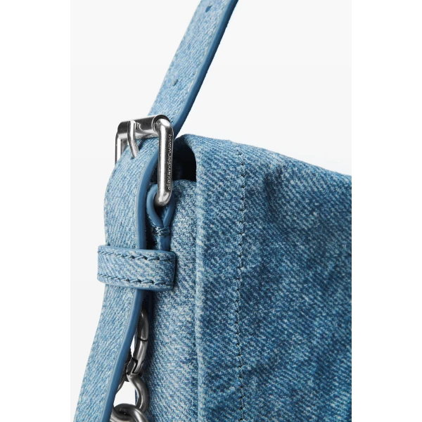 Alexander Wang Ricco Denim Slim Flap Bag in Blue | Shoulder & Crossbody Bags | Coveti