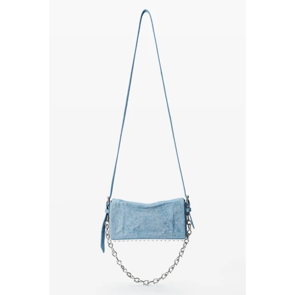 Alexander Wang Ricco Denim Slim Flap Bag in Blue | Shoulder & Crossbody Bags | Coveti