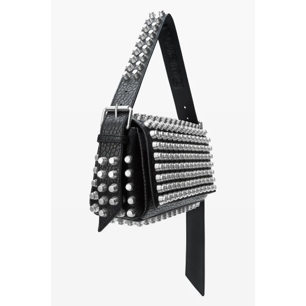 Alexander Wang Ricco Studded Medium Flap Bag in Black | Shoulder & Crossbody Bags | Coveti