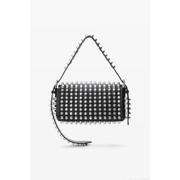 Alexander Wang Ricco Studded Medium Flap Bag in Black | Shoulder & Crossbody Bags | Coveti