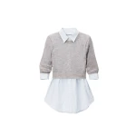Alexander Wang Sheer Crewneck Sweater Button Up in Heather Grey | Coveti