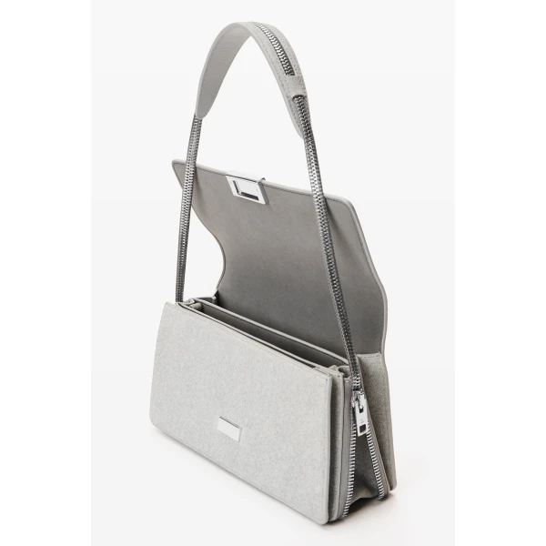 Alexander Wang Siren Shoulder Bag in Heather Grey | Shoulder & Crossbody Bags | Coveti