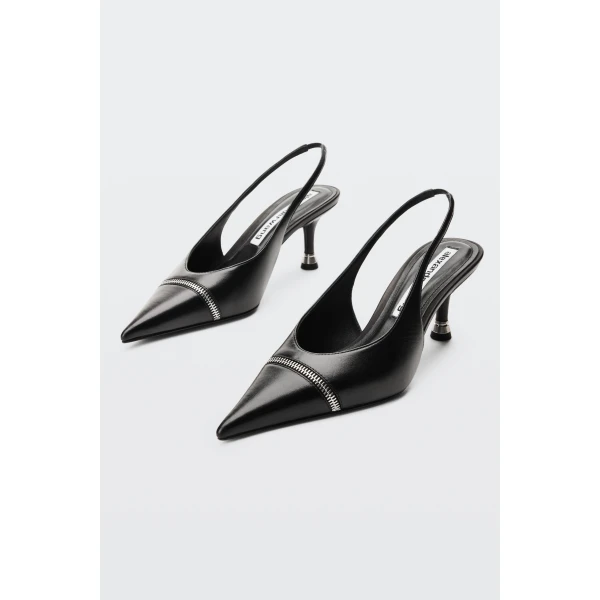 Alexander Wang Slasher 65mm Zip Slingback in Black | Heels | Coveti