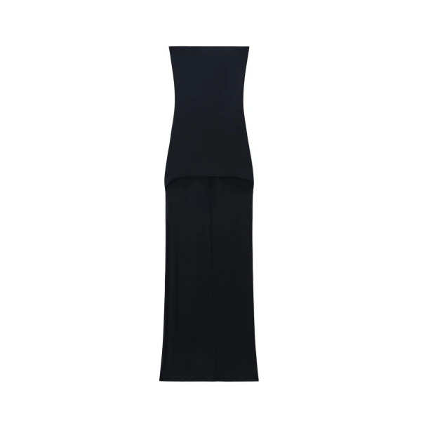 Strapless High-Low Bodycon Dress in Black