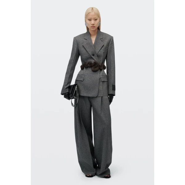 Alexander Wang Tweed Button-Detail Blazer in Charcoal | Blazers | Coveti