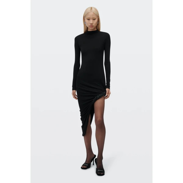 Alexander Wang Twisted Drape Hem Dress in Black | Dresses | Coveti