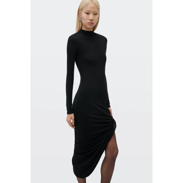 Alexander Wang Twisted Drape Hem Dress in Black | Dresses | Coveti