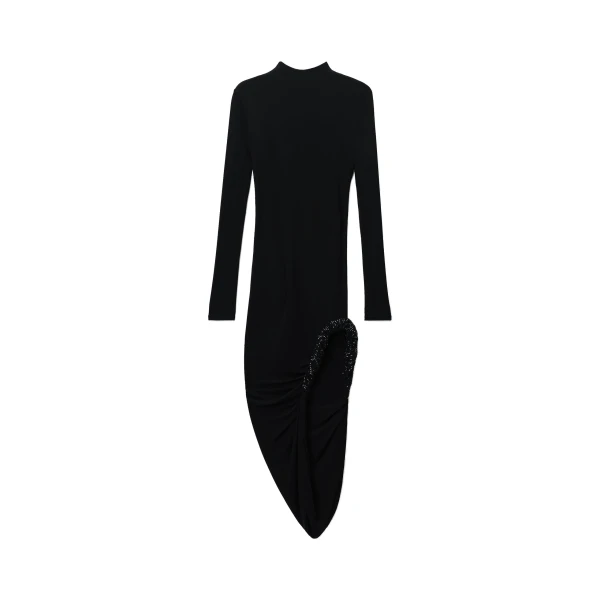 Alexander Wang Twisted Drape Hem Dress in Black | Coveti