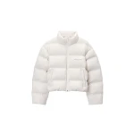Alexander Wang White Logo Jacquard Puffer Jacket in Paper White | Coveti