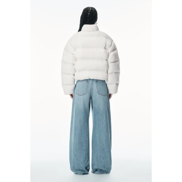 Alexander Wang White Logo Jacquard Puffer Jacket in Paper White | Jackets | Coveti
