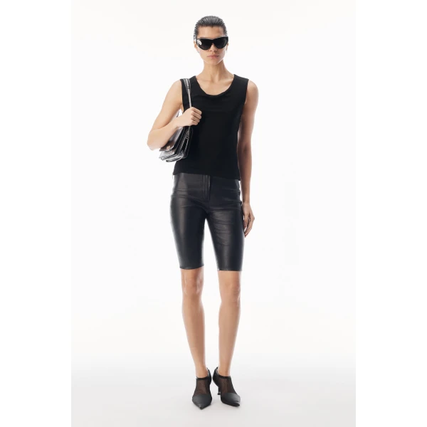 Alexander Wang Zipper Detail Cowl Neck Tank in Black | Sleeveless | Coveti
