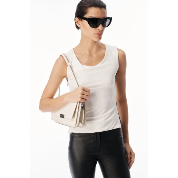 Alexander Wang Zipper Detail Cowl Neck Tank in Star White | Sleeveless | Coveti