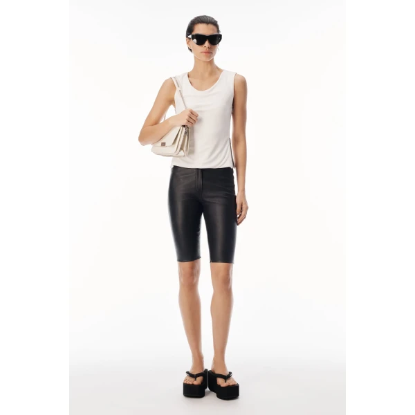 Alexander Wang Zipper Detail Cowl Neck Tank in Star White | Sleeveless | Coveti