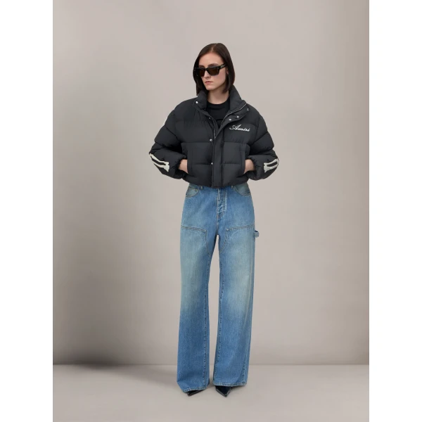 Amiri Bones Cropped Down Jacket in Black, view 2 | Jackets | Coveti