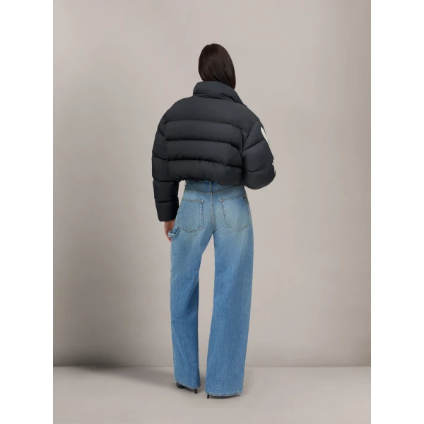 Amiri Bones Cropped Down Jacket in Black, view 4 | Jackets | Coveti