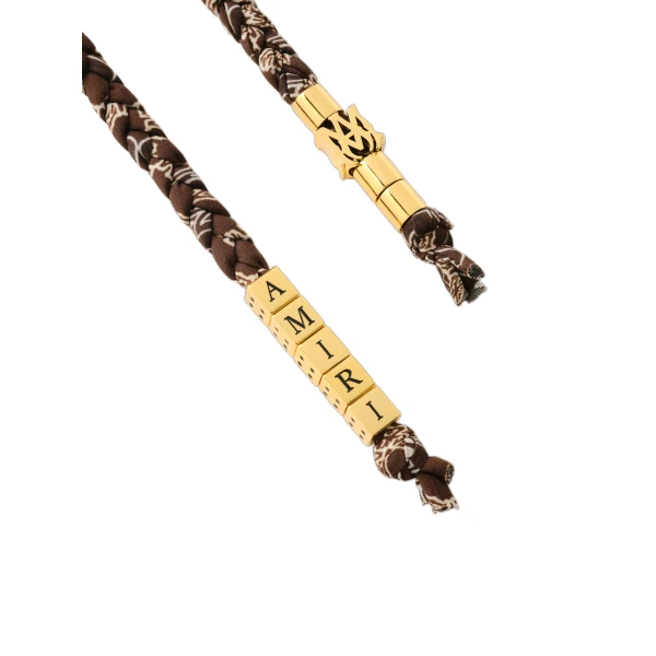 Amiri Braided Keychain in Tobacco