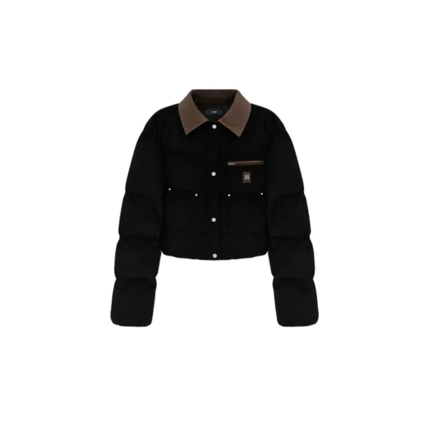 Corduroy Down Puffer in Black