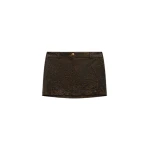Amiri Crackled Leather Mini Skirt in Husk | Leather Skirts | Coveti