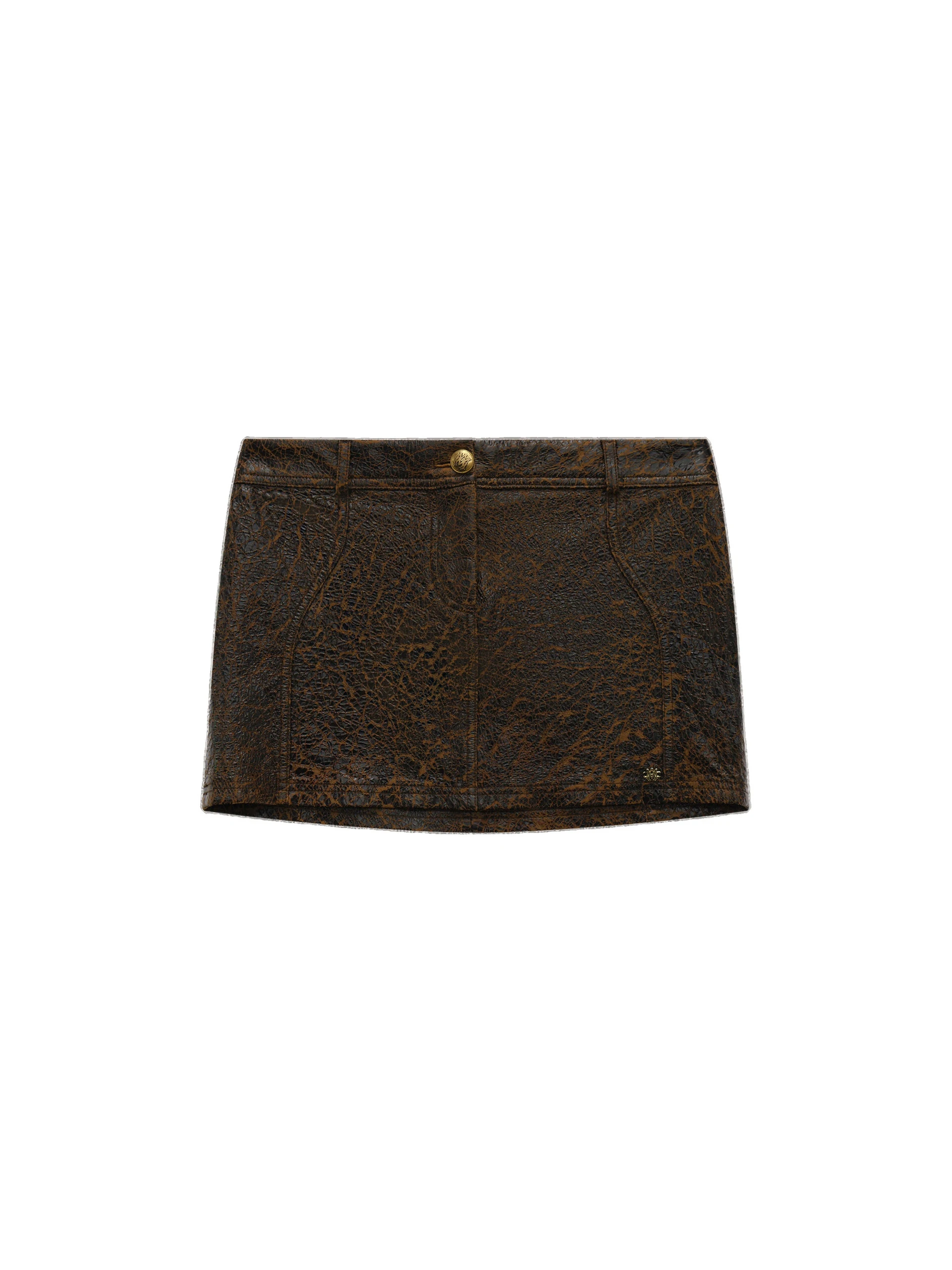 Amiri Crackled Leather Mini Skirt in Husk Amiri Crackled Leather Mini Skirt in Husk | Leather Skirts | Coveti