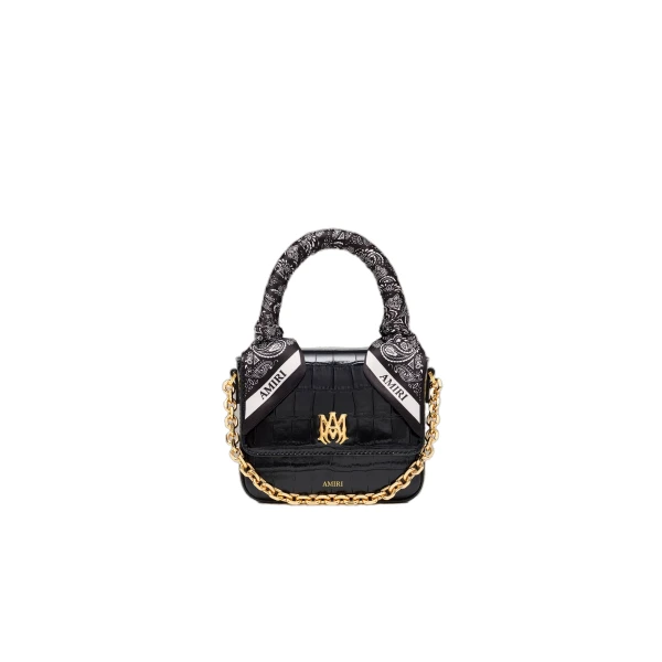 Croc Embossed Micro MA Bag in Black