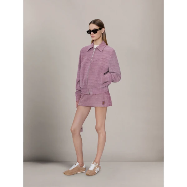 Amiri Croc Suede Western Jacket in Dusk, view 3 | Jackets | Coveti