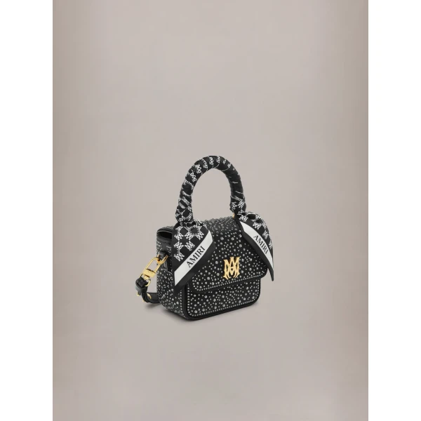 Amiri Crystal Nano MA Bag in Black, view 3 | Mini Bags | Coveti