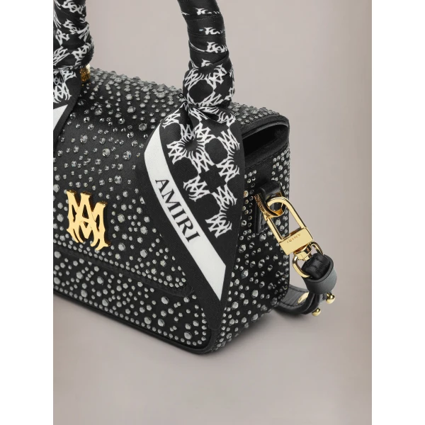 Amiri Crystal Nano MA Bag in Black, view 4 | Mini Bags | Coveti