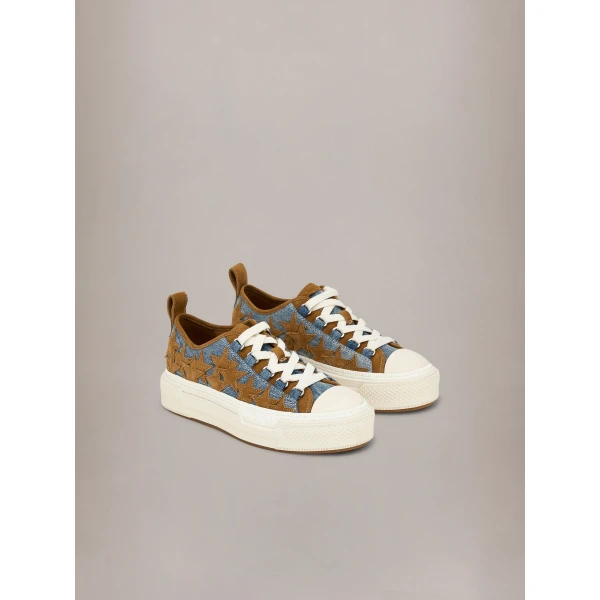 Amiri Denim Stars Court Low Sneakers in Yellow, view 2 | Sneakers | Coveti