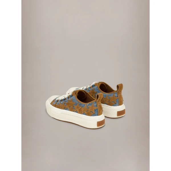 Amiri Denim Stars Court Low Sneakers in Yellow, view 4 | Sneakers | Coveti