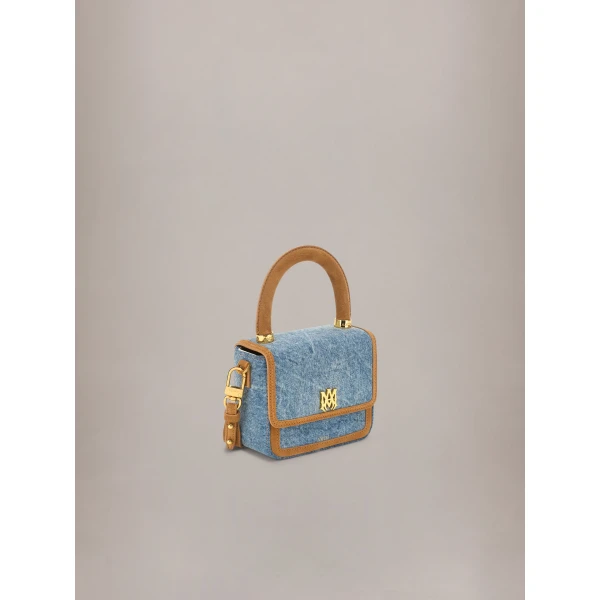 Amiri Denim Suede Micro MA Bag in Marble Indigo, view 3 | Mini Bags | Coveti