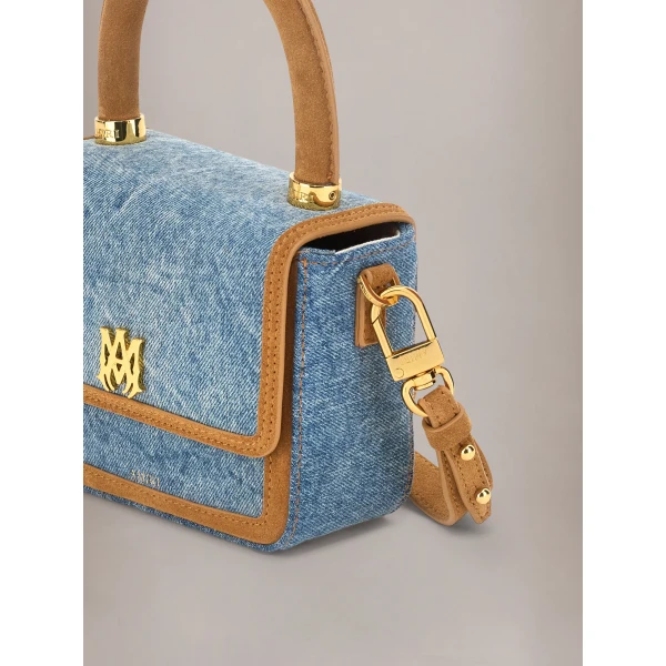 Amiri Denim Suede Micro MA Bag in Marble Indigo, view 4 | Mini Bags | Coveti