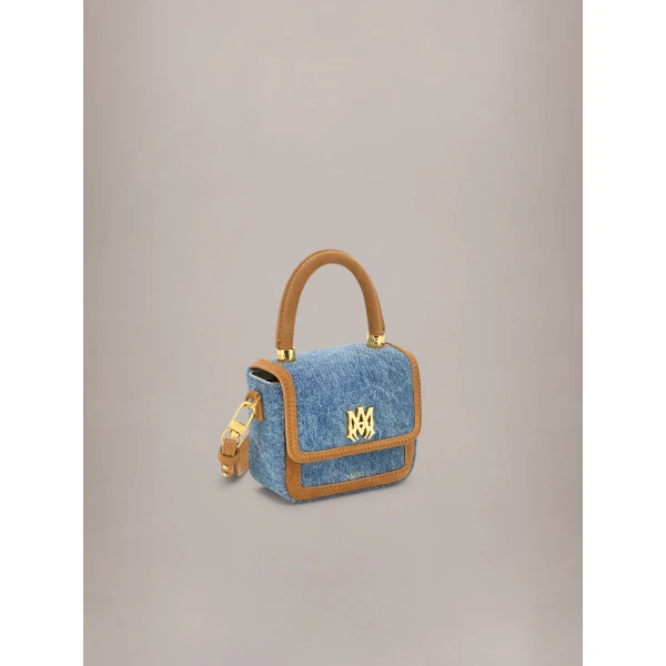 Amiri Denim Suede Nano MA Bag in Marble Indigo, view 2 | Mini Bags | Coveti