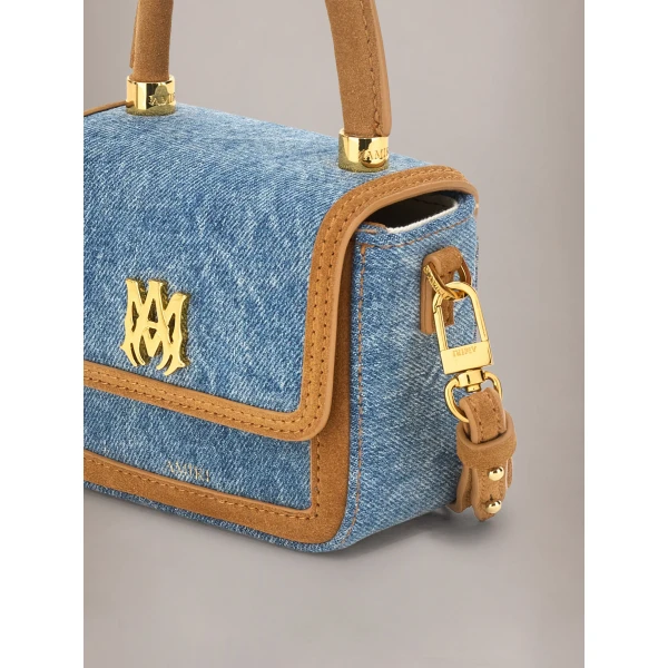 Amiri Denim Suede Nano MA Bag in Marble Indigo, view 3 | Mini Bags | Coveti