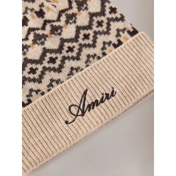 Amiri Fairisle Beanie in Semolina, view 2 | Hats | Coveti