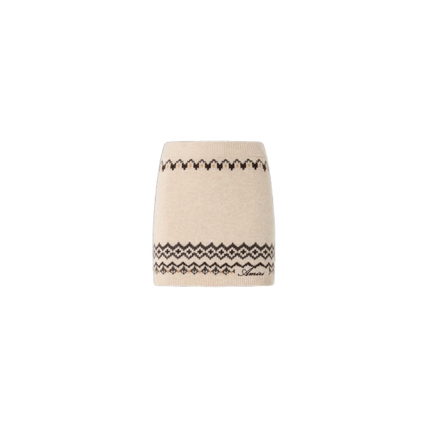 Fairisle Knit Mini Skirt in Semolina