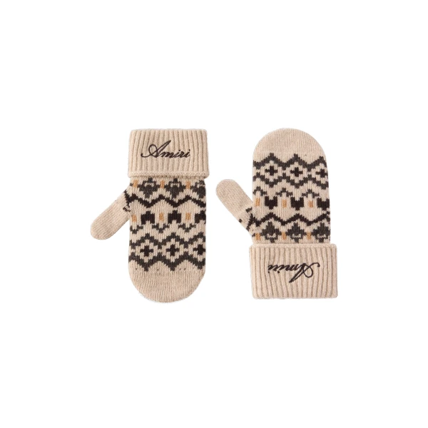 Amiri Fairisle Mittens in Semolina | Gloves | Coveti