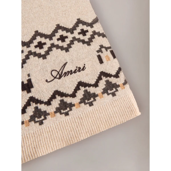 Amiri Fairisle Scarf in Semolina, view 2 | Scarves | Coveti